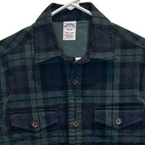 Brooks Brothers Men's Corduroy‎ Black Watch Plaid Shirt Small Elbow Patches